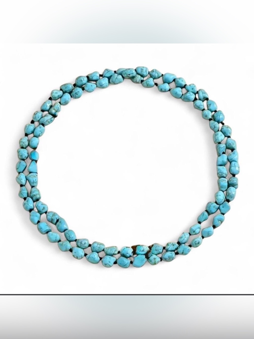 NWT Genuine Turquoise Beaded Women's Necklace - Single Strand Blue Stone